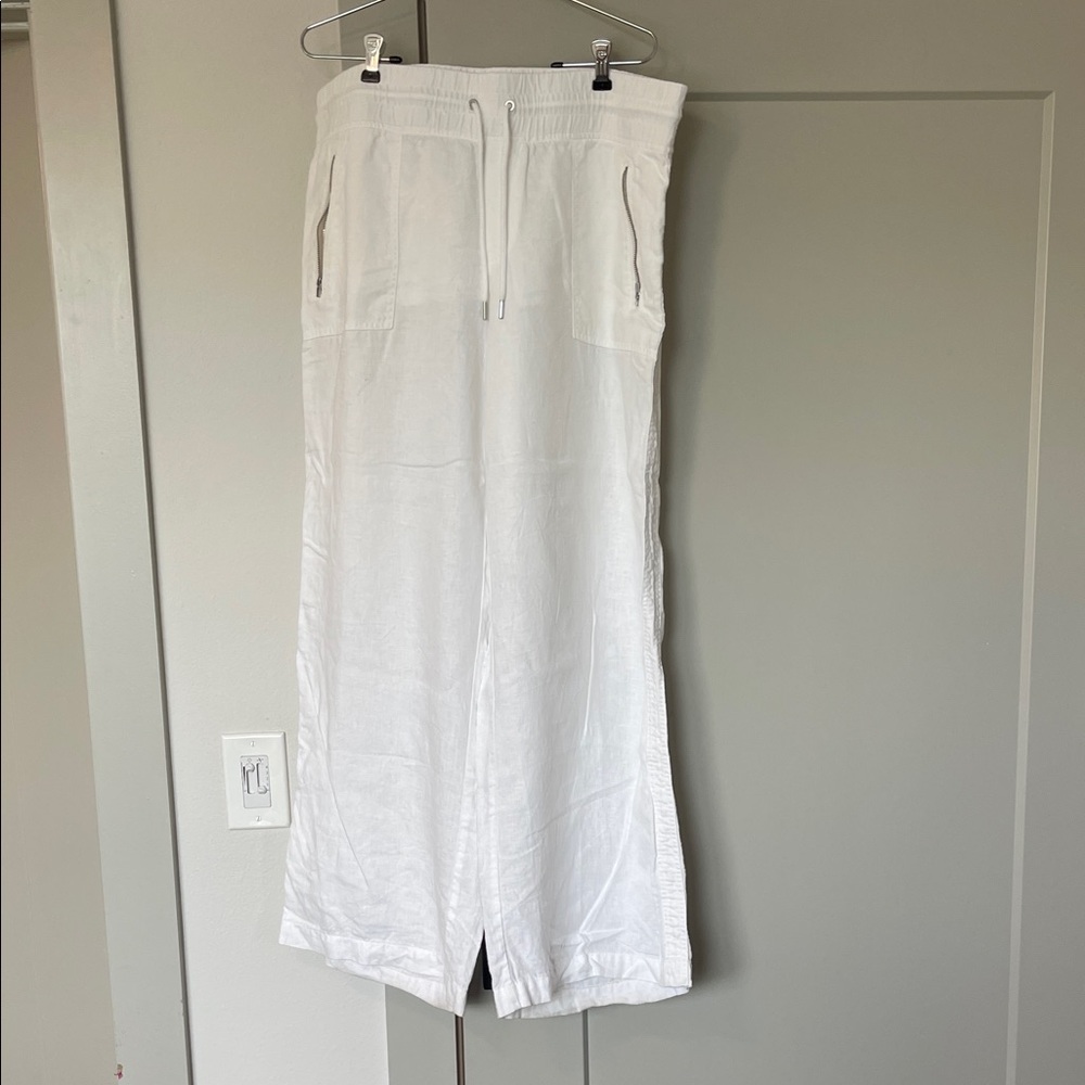 White Cabo Linen Wide-Leg Pants